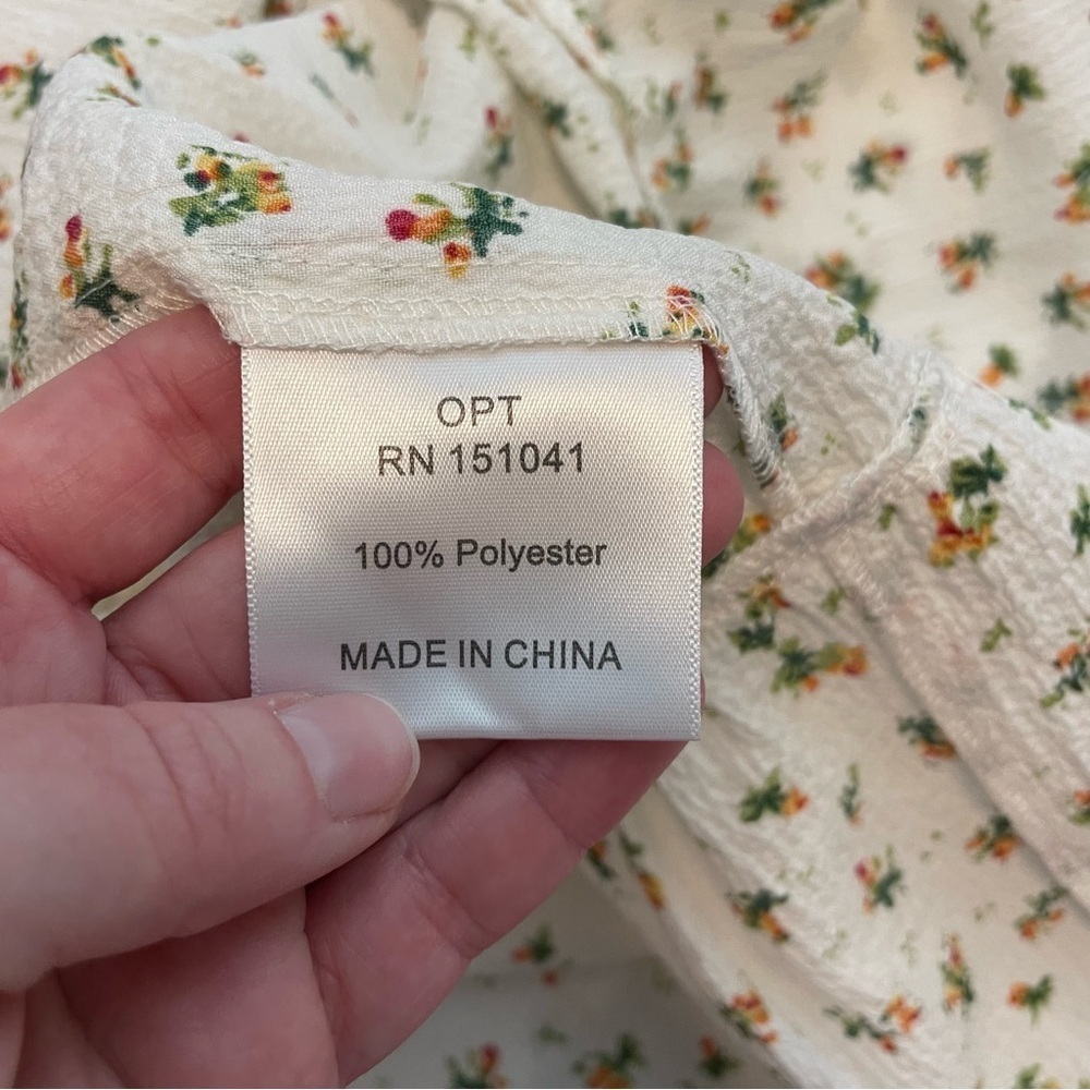 O.P.T. Ditsy Floral Print Smocked Maxi Dress White  Size Medium - Picture 10 of 10